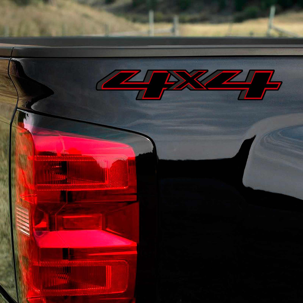 4x4 Redline Black Silverado Truck Decal Set