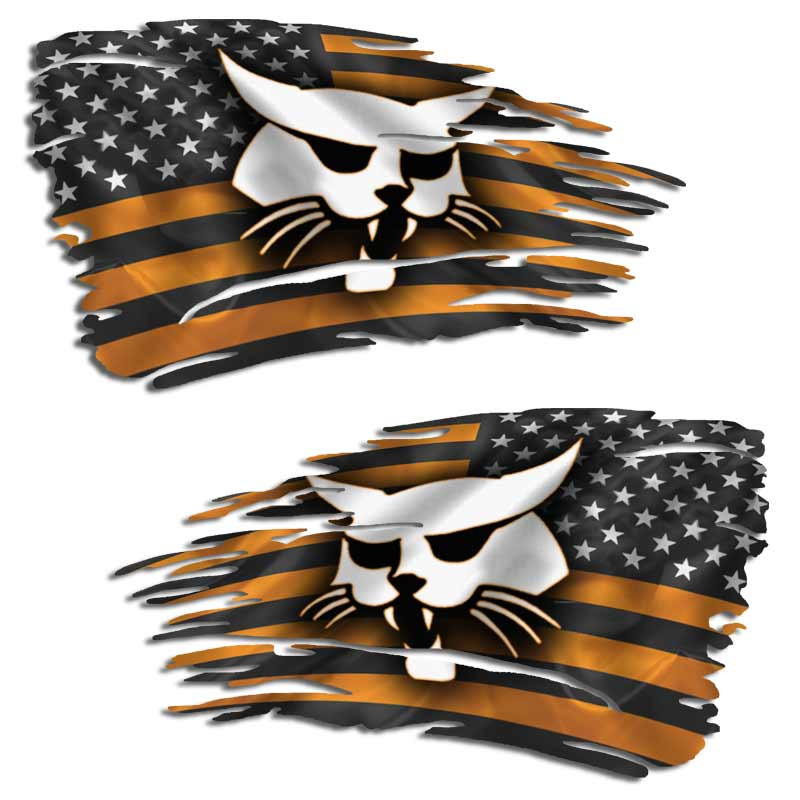 Bobcat Construction Distressed Flag Decal Set