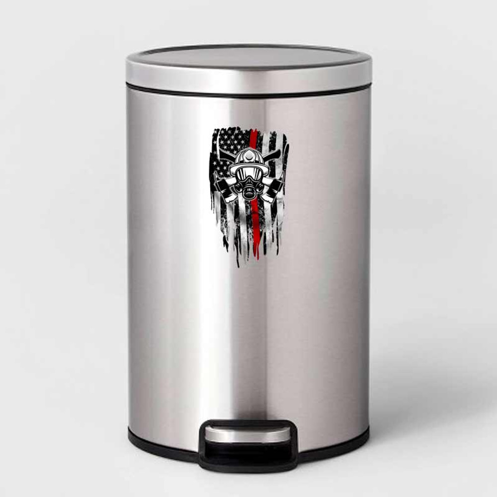 Fire Fighter American Flag Red Line Helmet Axe Decal