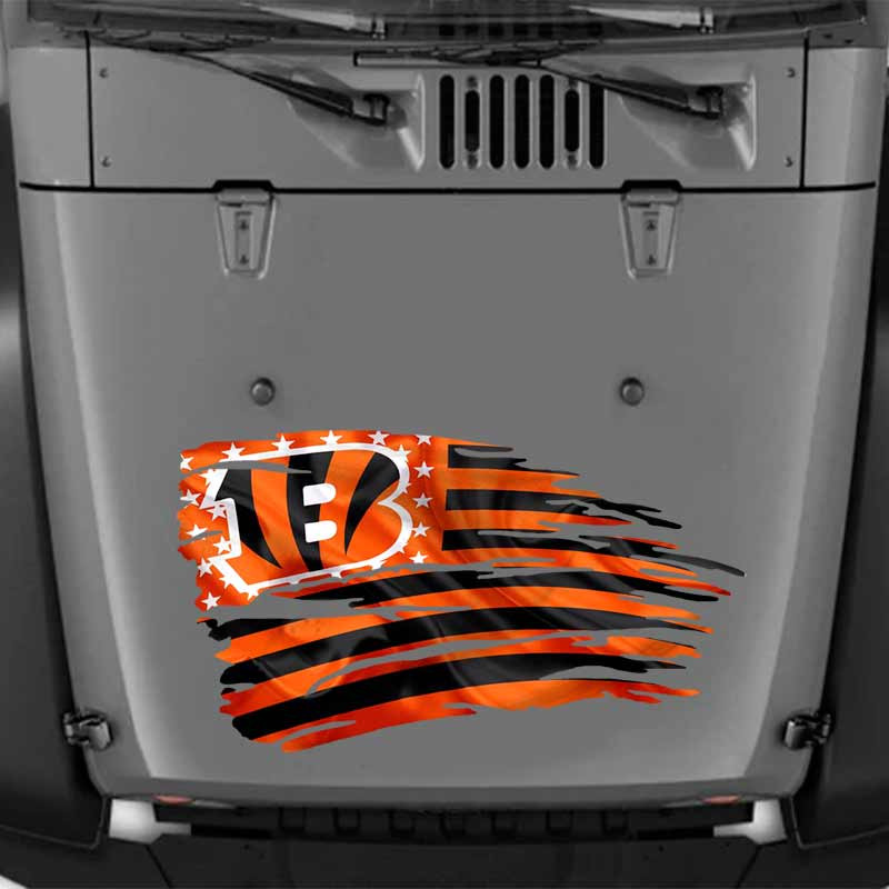 Cincinnati Bengals Tattered American Flag Decal Set