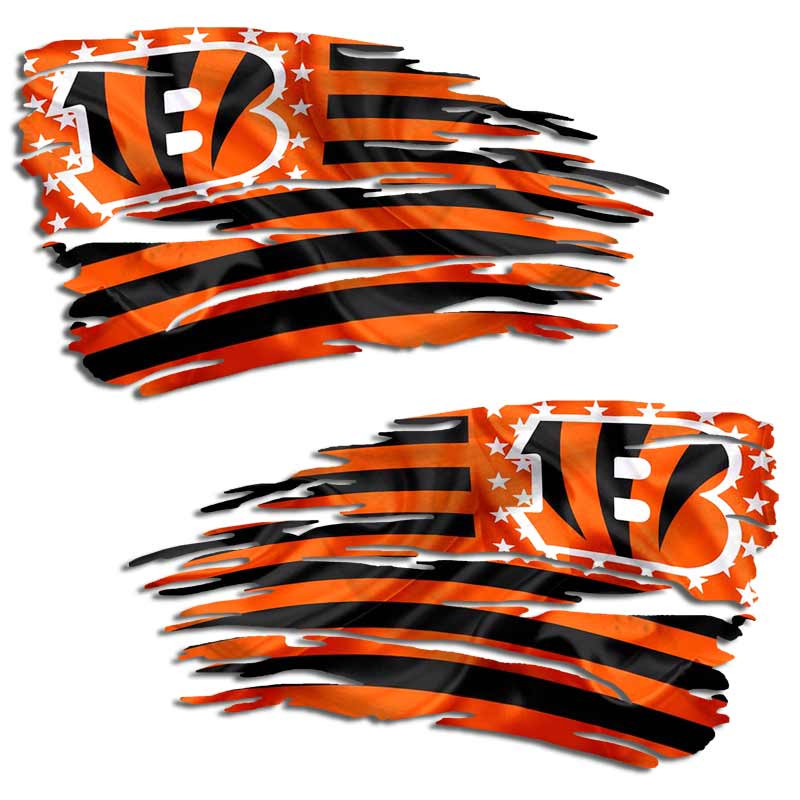 Cincinnati Bengals Tattered American Flag Decal Set