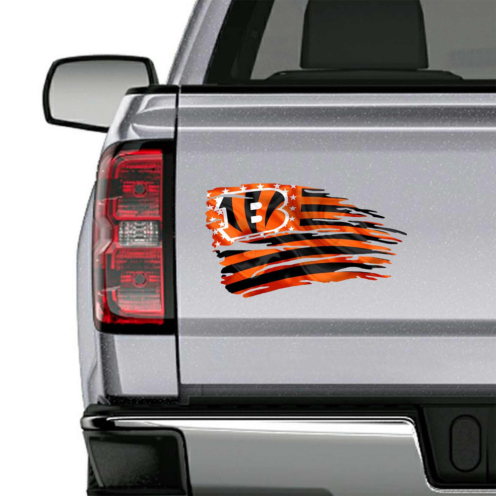 Cincinnati Bengals Tattered American Flag Decal Set