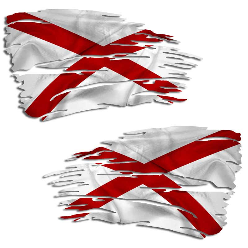Alabama Tattered State Flag Decal Set