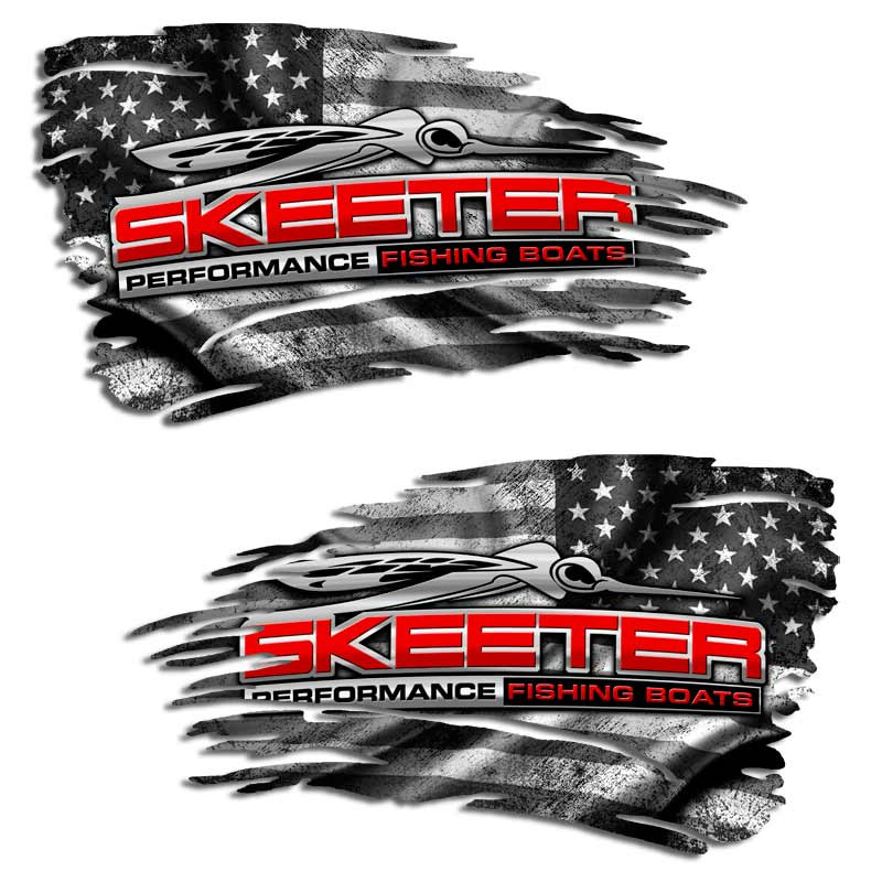 Skeeter Tattered Flag Bass Fishing Boat Decal Set