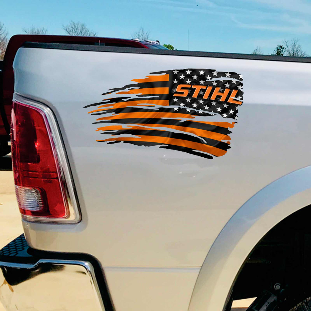 Stihl Equipment Tattered Flag Chainsaw Decal Set