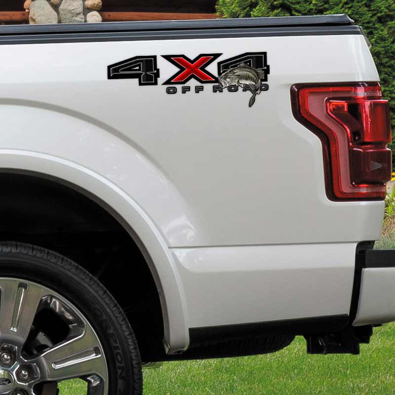 4x4 Largemouth Bass Fishing Truck Decal Set for Ford