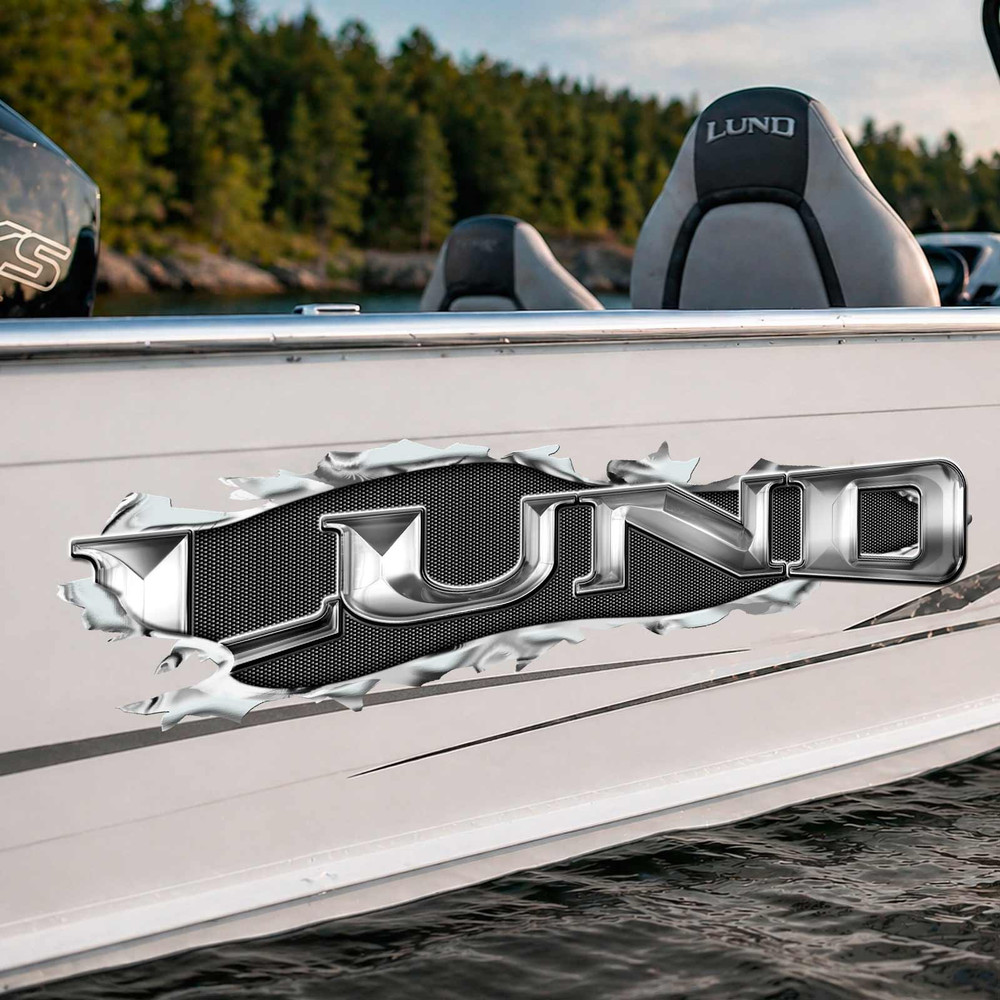 LUND Boats Ripped Metal Fishing Decal Set