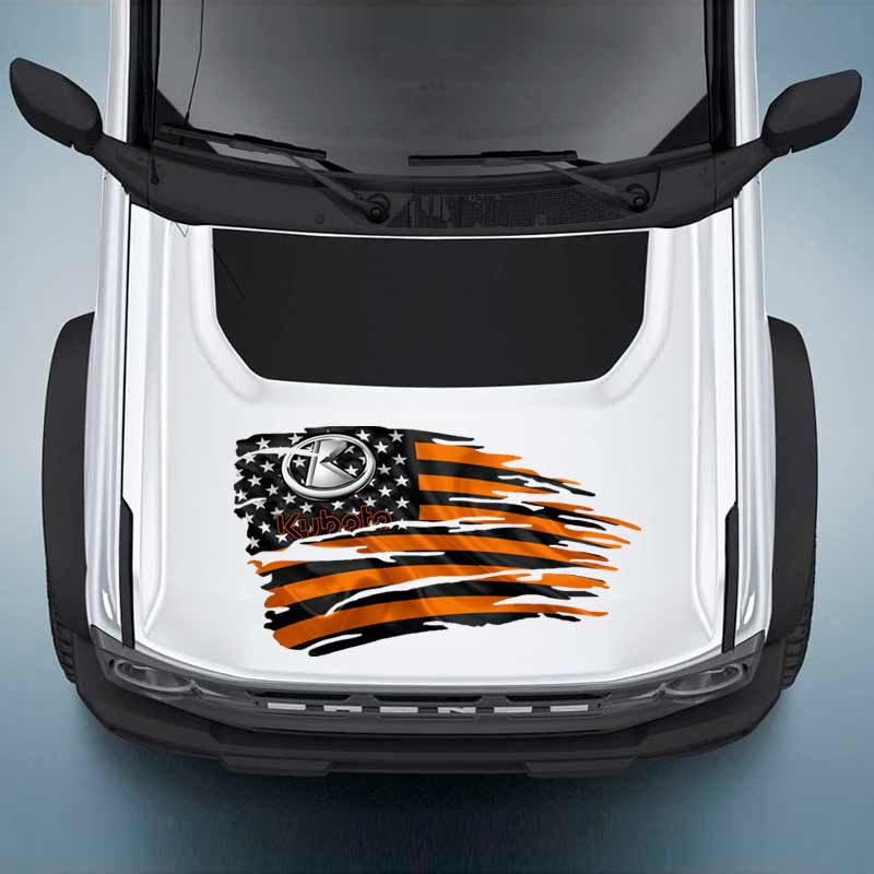 Kubota American Tattered Flag Decal Set