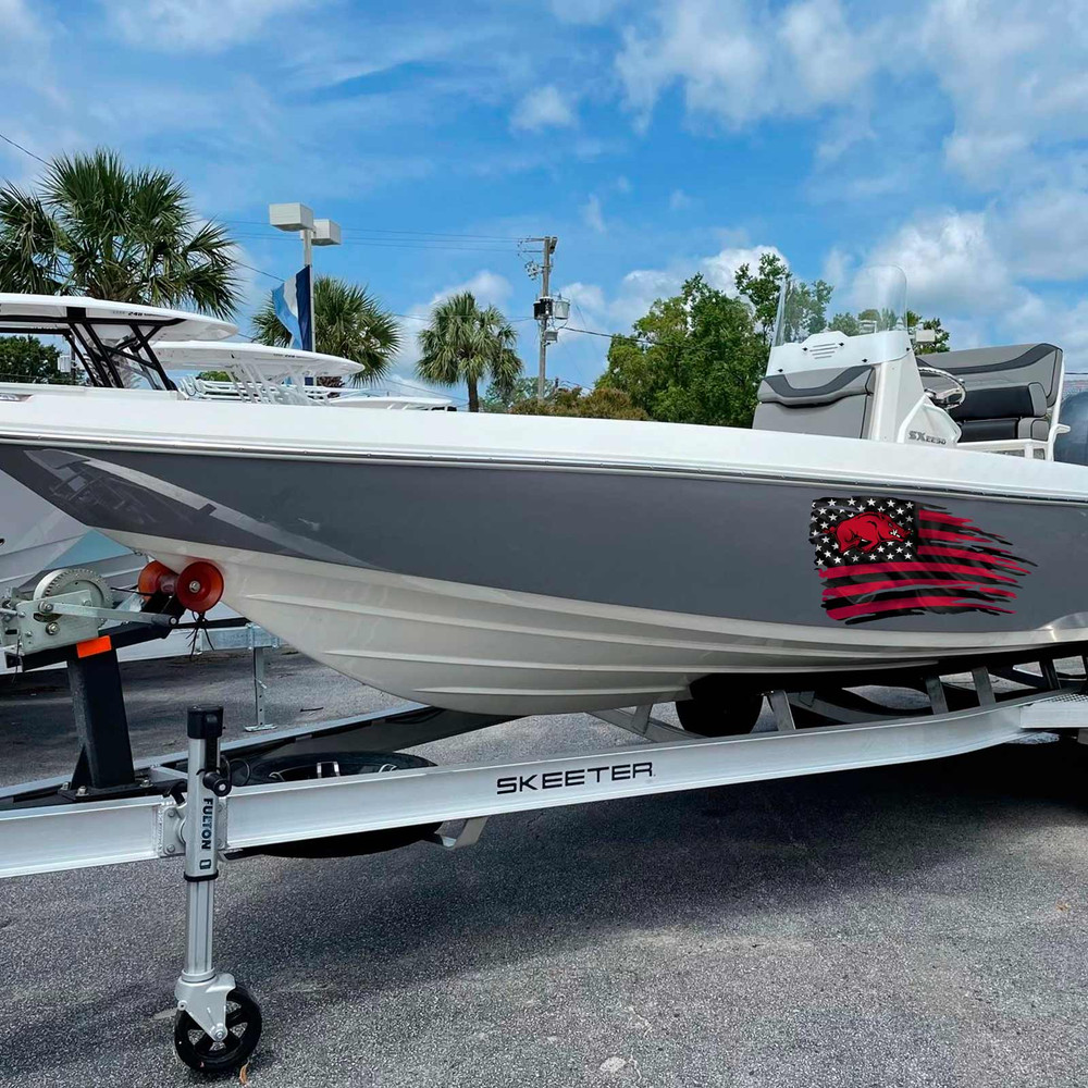 Arkansas Razorbacks Tattered American Flag Decal Set