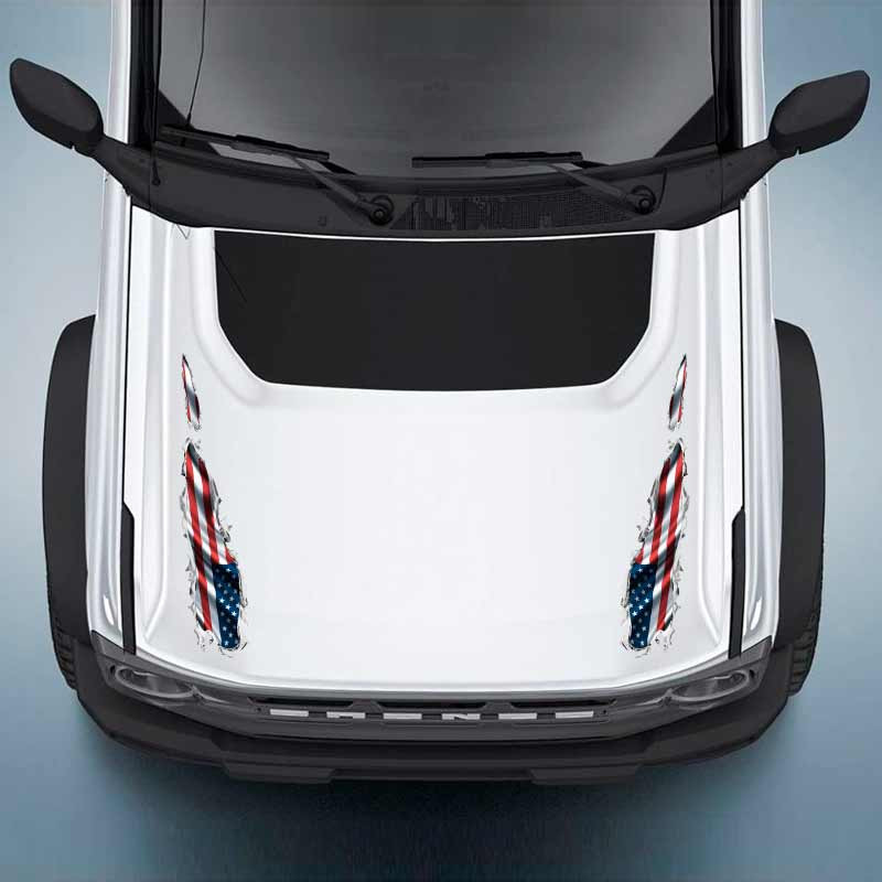 American Flag Slash Ripped Metal Decal Set