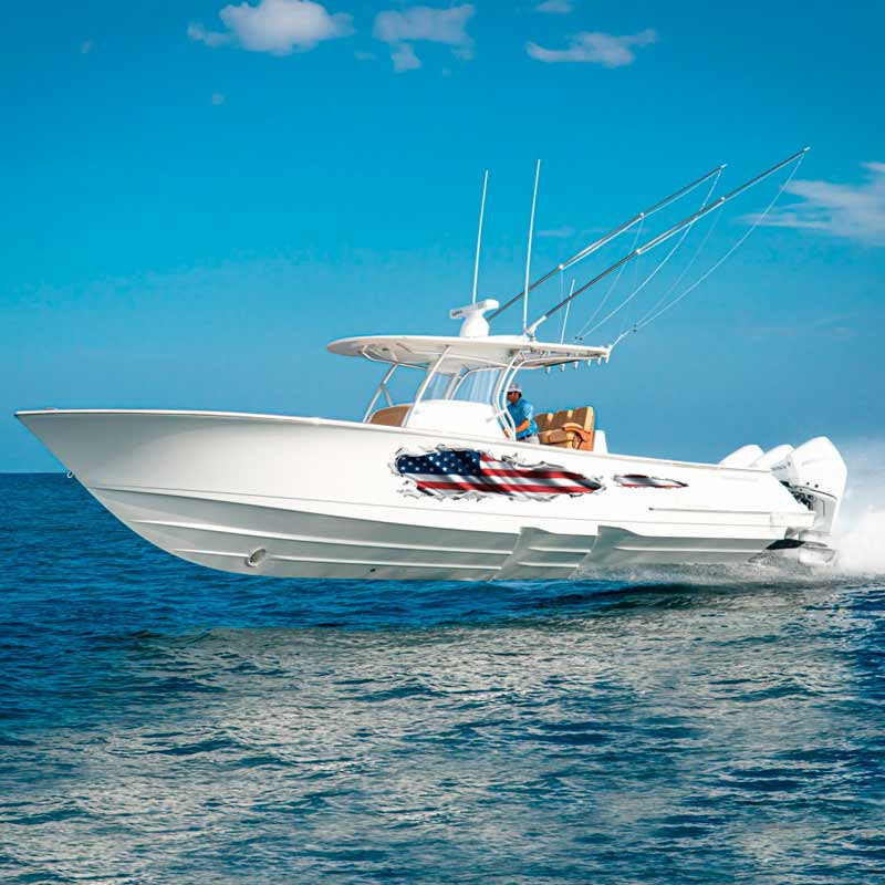 American Flag Slash Ripped Metal Decal Set