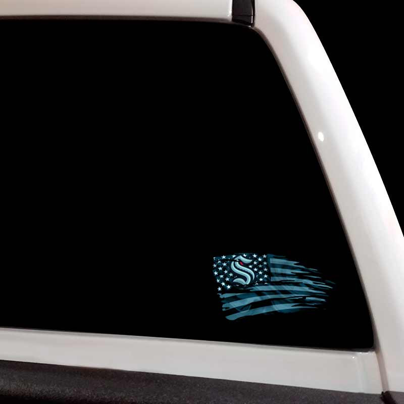 Seattle Kraken Tattered Hockey Flag Decal Set