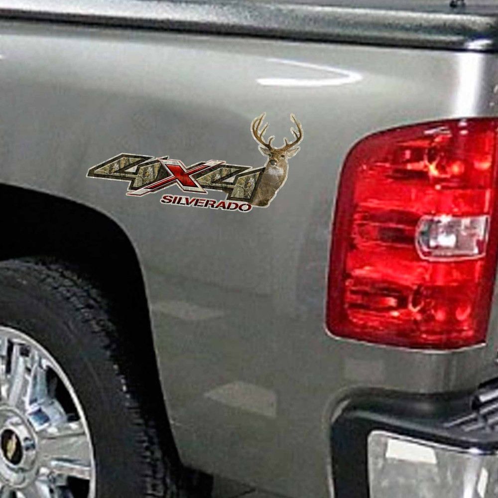 4x4 Silverado Camouflage Deer Truck Decal Set