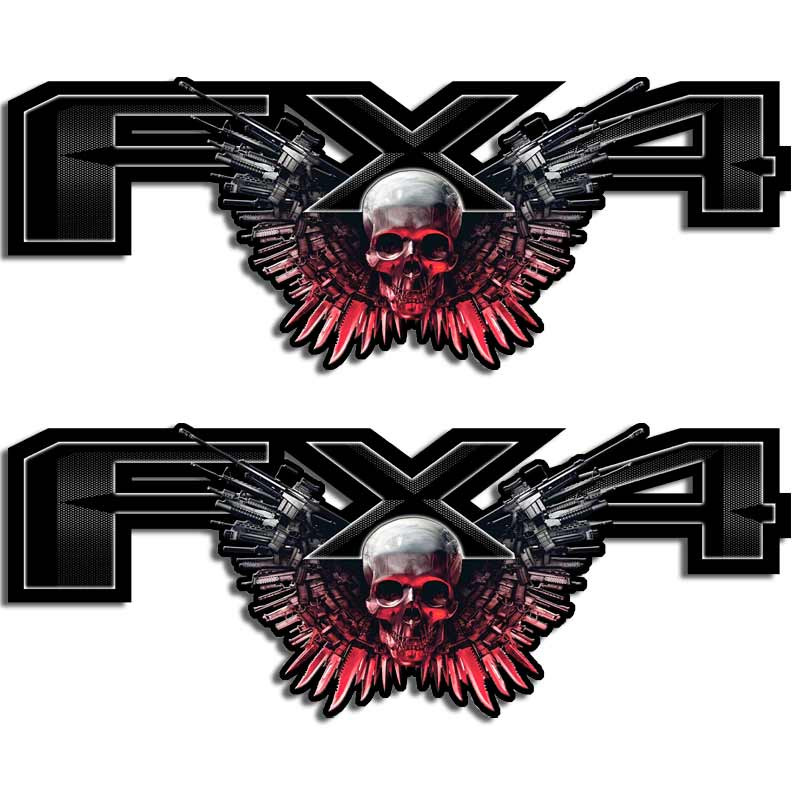 FX4 Weapon Wings Skull Truck Decal Set