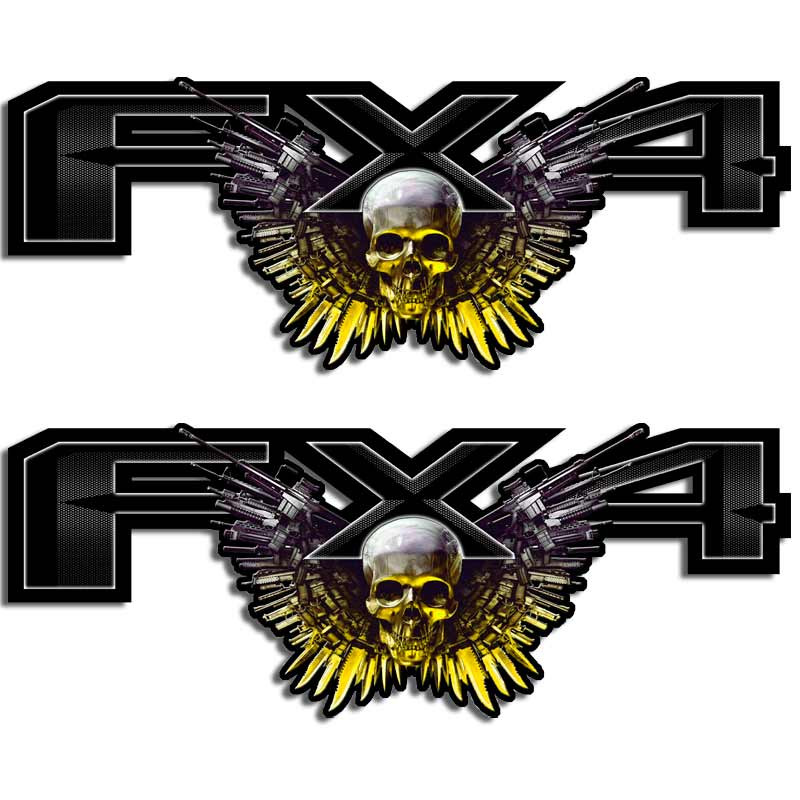 FX4 Weapon Wings Skull Truck Decal Set