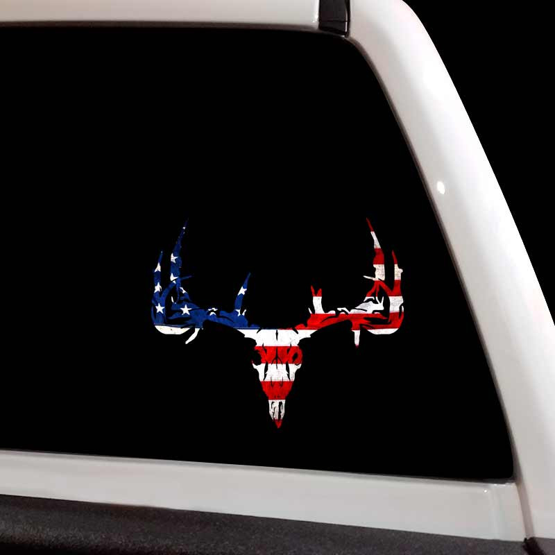 American Flag Whitetail Deer Skull Decal