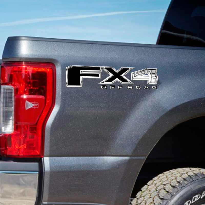 FX4 Black Chrome Printed Vinyl Truck Decal Set