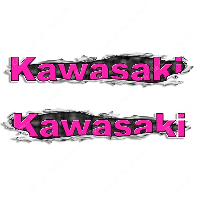 Kawasaki Ripped Metal Decals for SxS, ATV & Jet Ski - Torn Steel
