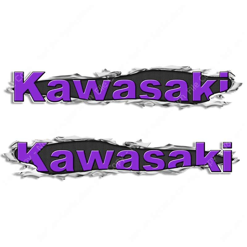 Kawasaki Ripped Metal Decals for SxS, ATV & Jet Ski - Torn Steel