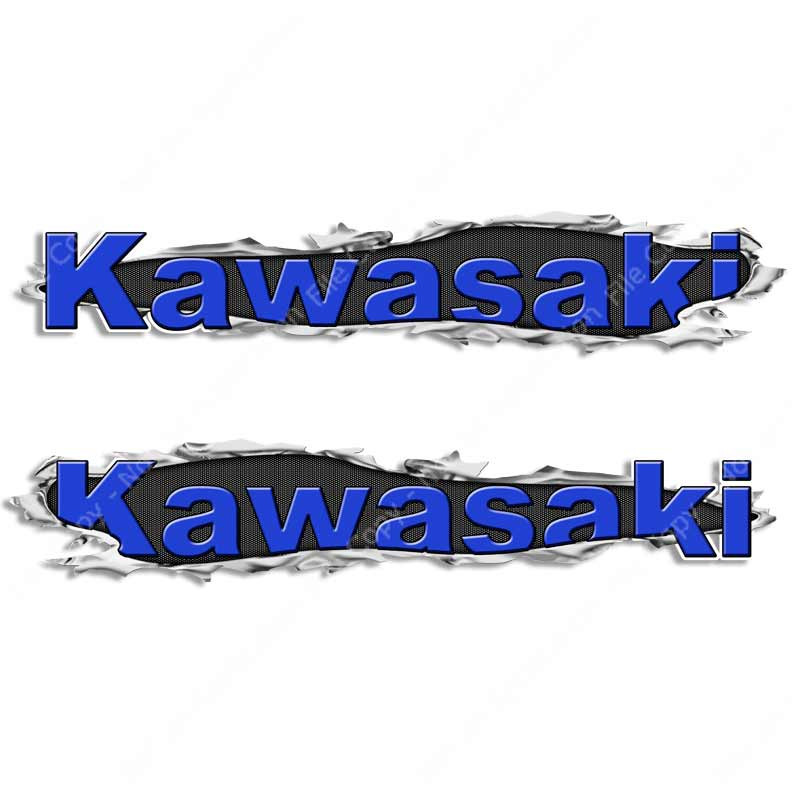 Kawasaki Ripped Metal Decals for SxS, ATV & Jet Ski - Torn Steel