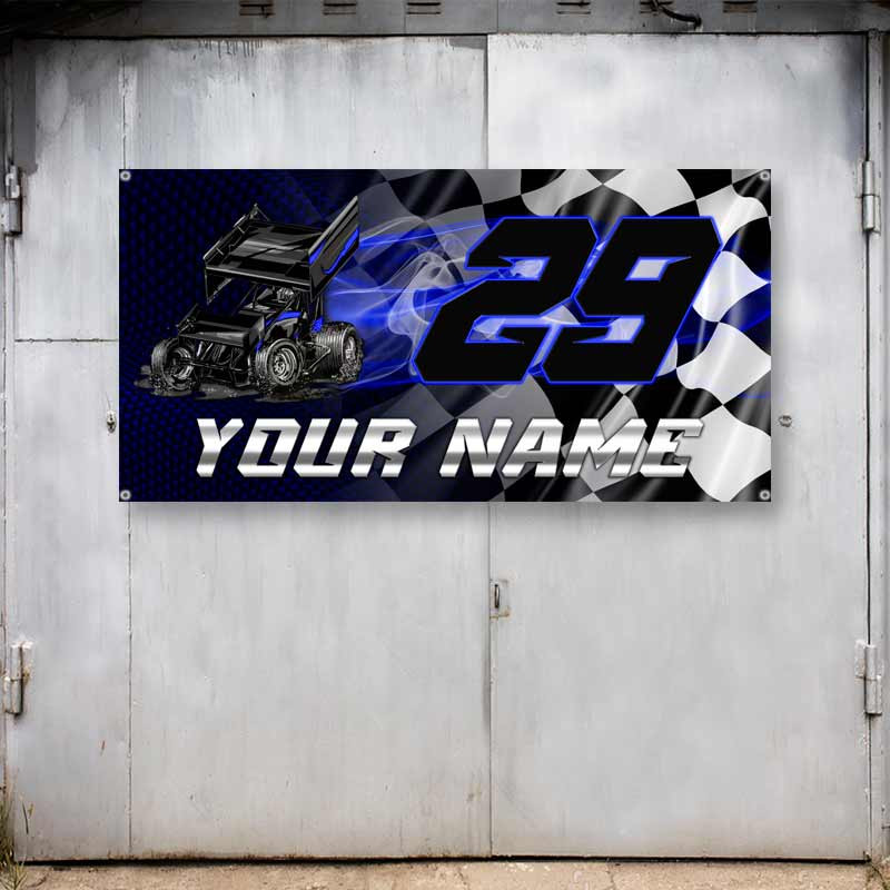 Sprint Car Racing Custom Name Number Banner