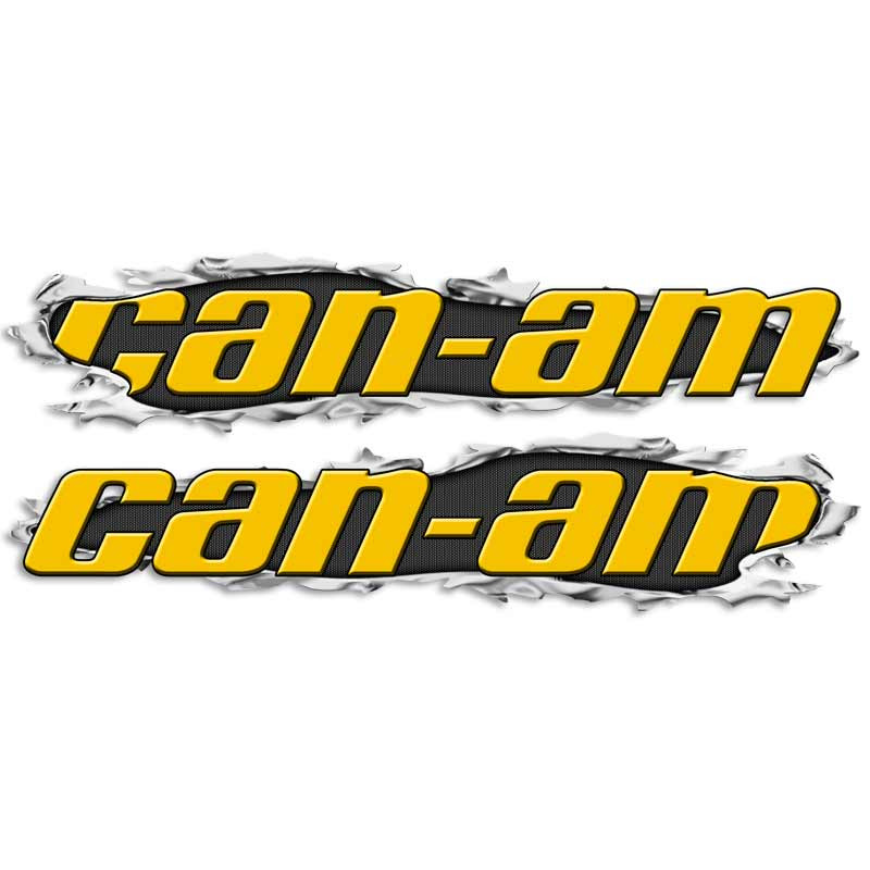 Can-Am Torn Metal Decals for SxS & ATV - Ripped Steel Vinyl