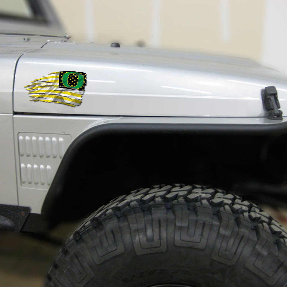 Oregon Ducks Distressed Flag Decal Set