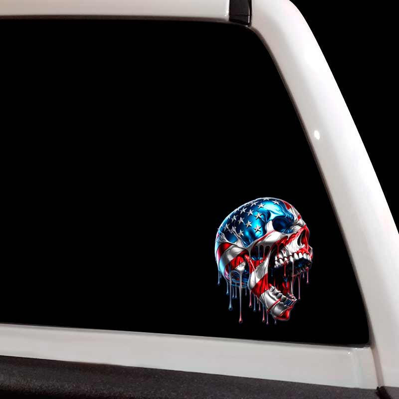 American Flag Dripping USA Scream Skull Decal