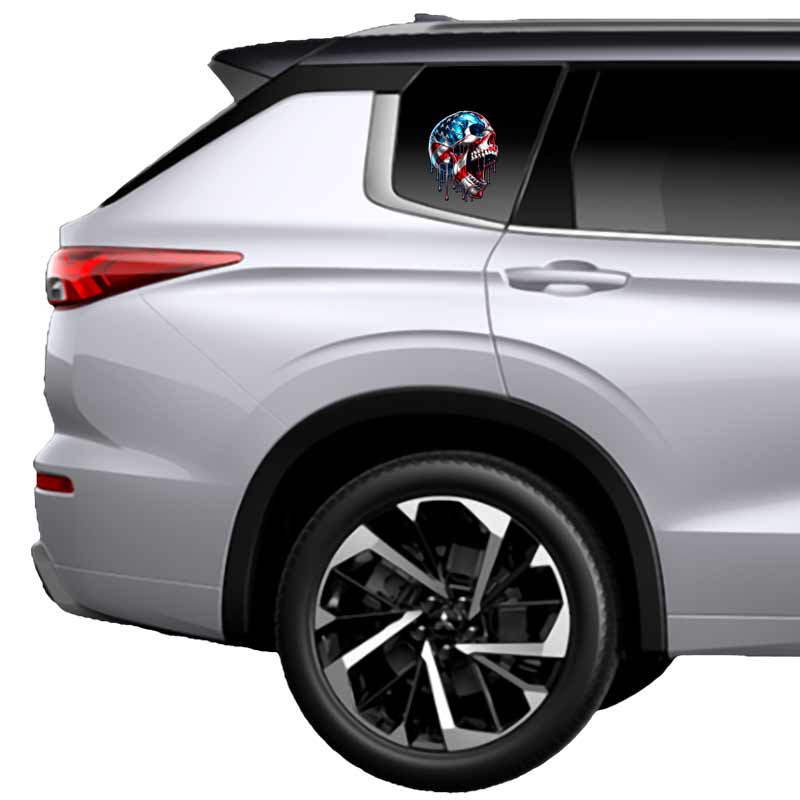 American Flag Dripping USA Scream Skull Decal