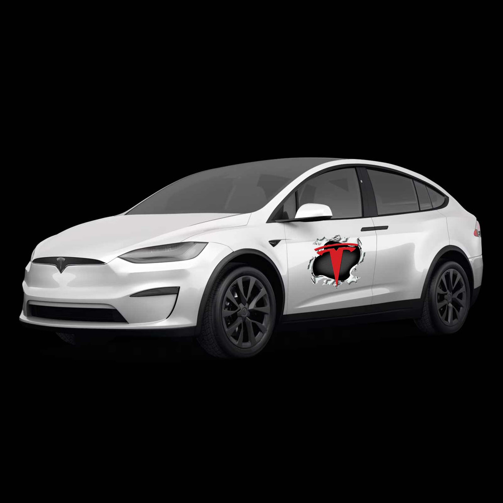 Tesla Ripped Metal Electric Car Truck Decal