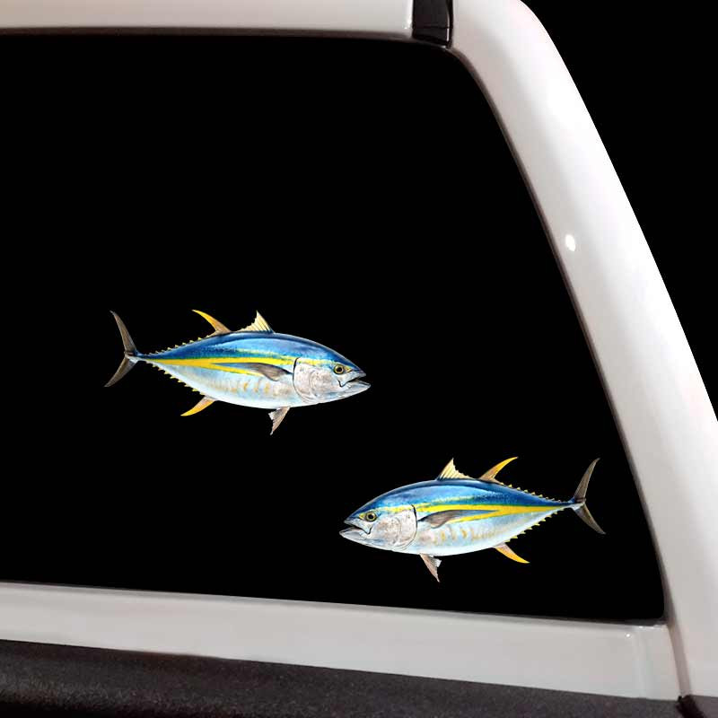 Yellowfin Tuna Fish Sticker Fishing Decal Set