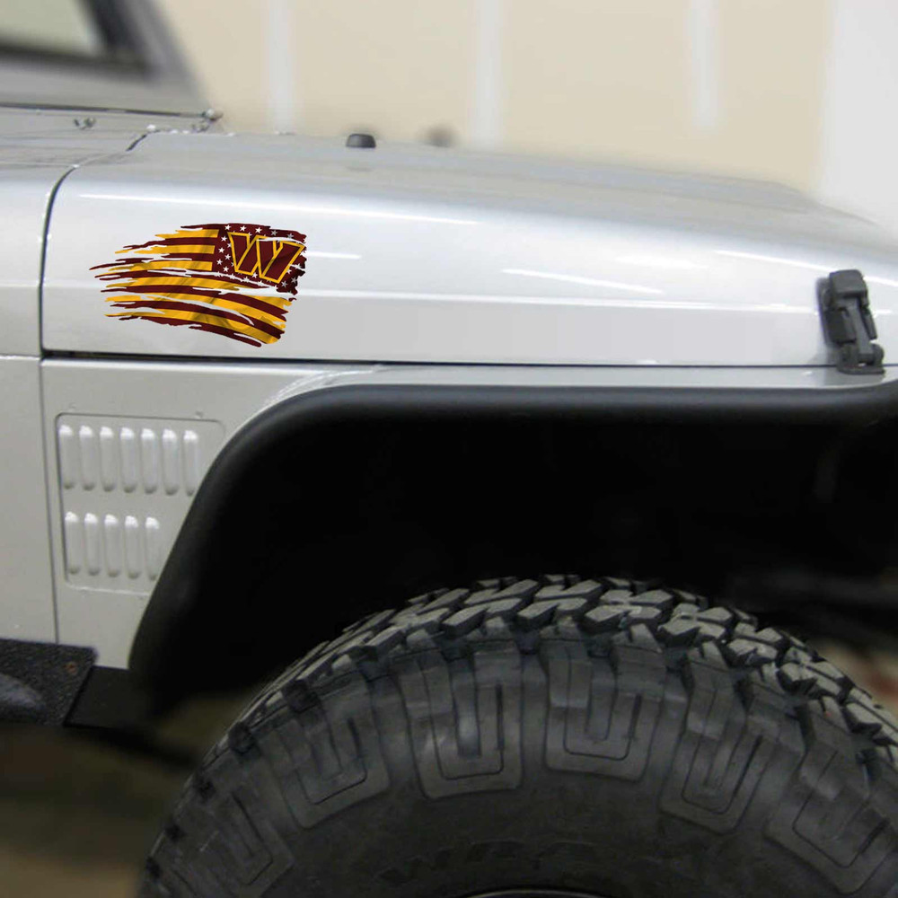 Washington Commanders Tattered American Flag Decal Set