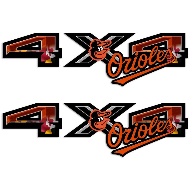 4X4 Baltimore Orioles Truck Decal Set