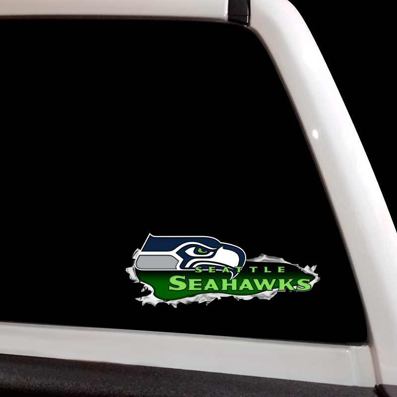 Seattle Seahawks Ripped Metal Vinyl Sticker