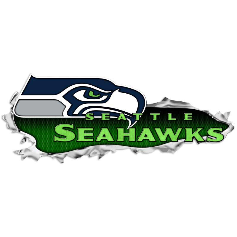 Seattle Seahawks Ripped Metal Vinyl Sticker