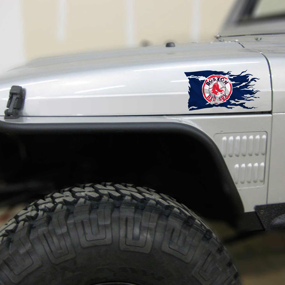 Boston Red Sox Battle Flag Vinyl Baseball Decal Set