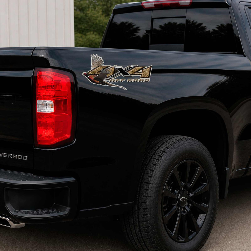 Chevy Silverado 4x4 Pheasant Hunting Truck Decal Set