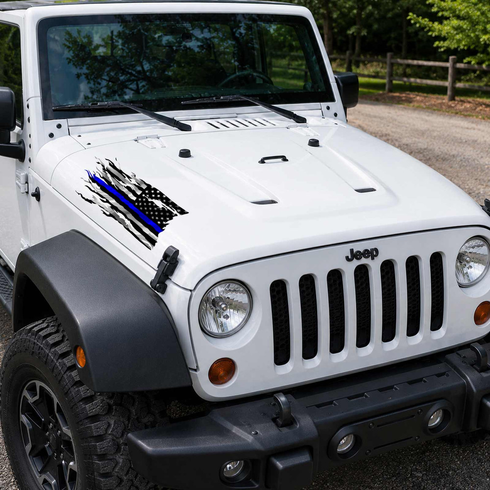 Blue Line  American Battle Flag Vinyl Decal Set