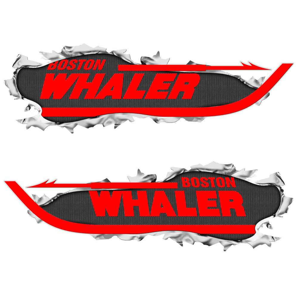 Boston Whaler Ripped Metal Fishing Decal Set