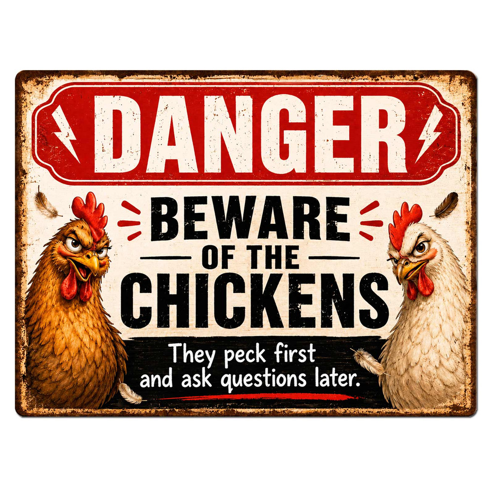 Danger Beware of Chickens Funny Chicken Coop Farm Hen House Window Decal