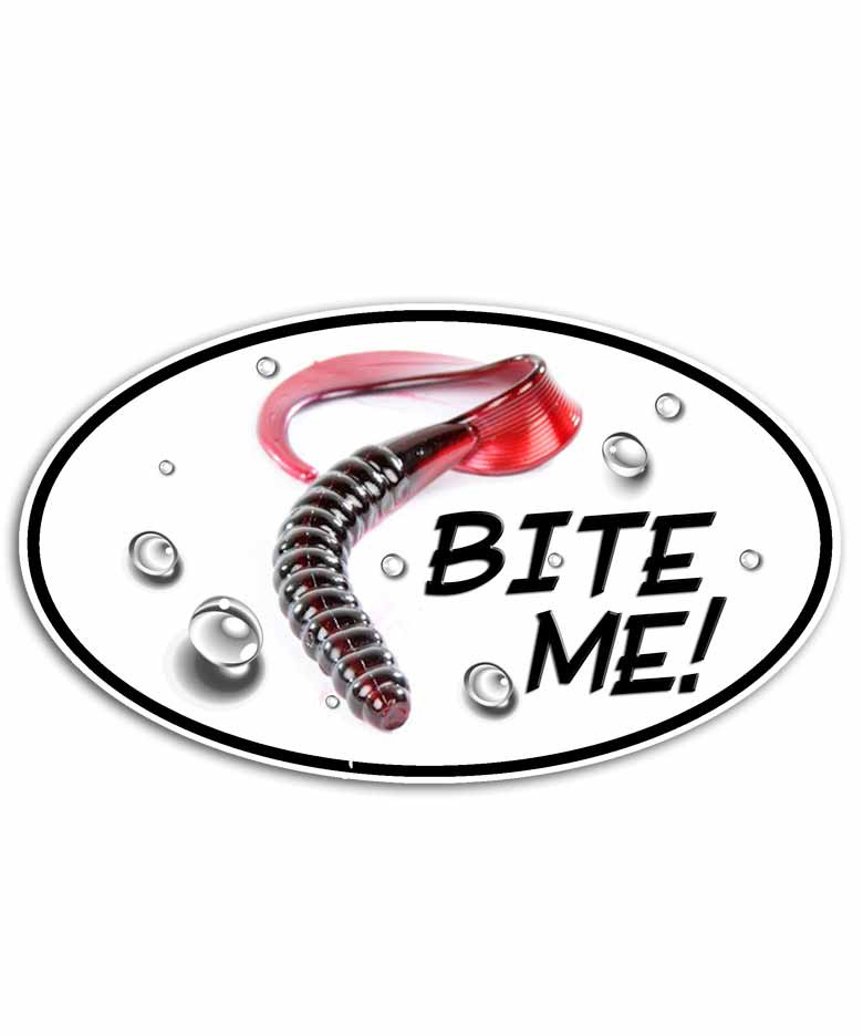 Bite Me Bass Fishing Worm Sticker