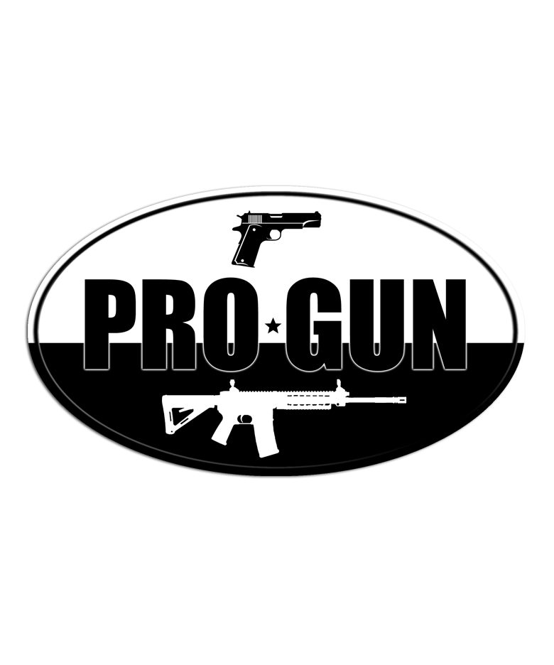 Pro Gun Oval Black and White Sticker