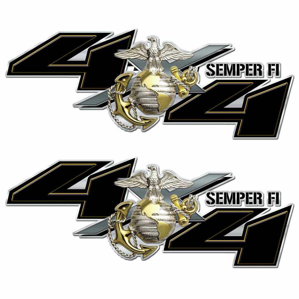 Chevy Silverado Compatible USMC Semper Fi Truck Bed Decal Set – Premium 3M Air Release Vinyl