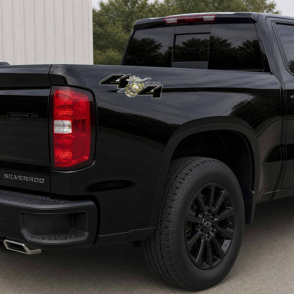 Chevy Silverado Compatible USMC Semper Fi Truck Bed Decal Set – Premium 3M Air Release Vinyl