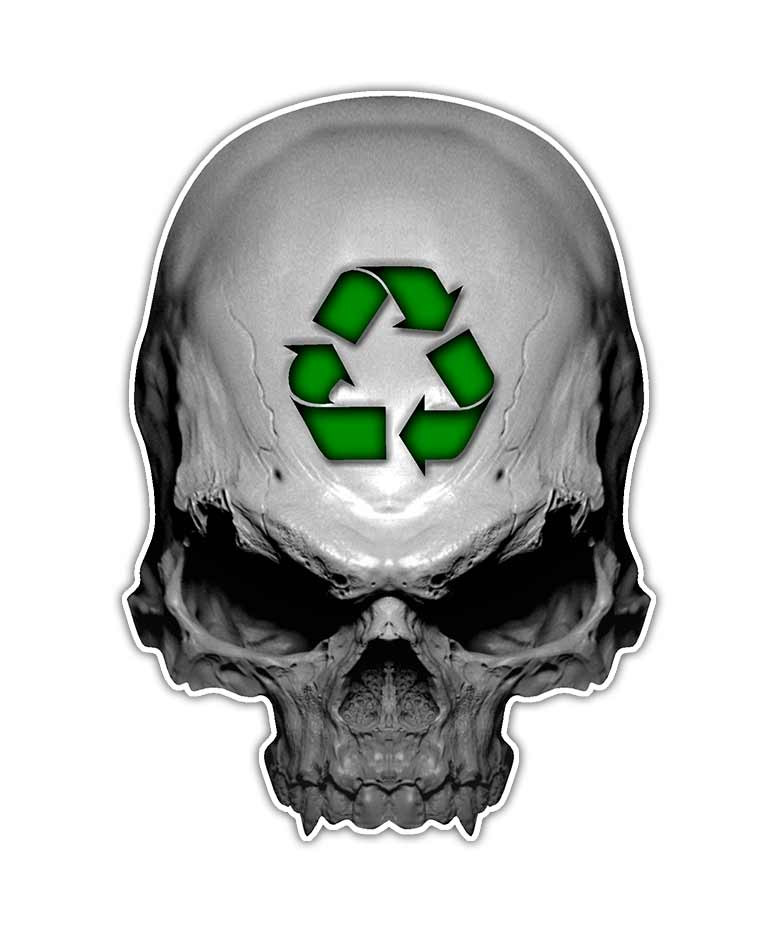 Recycle Earth Skull Sticker