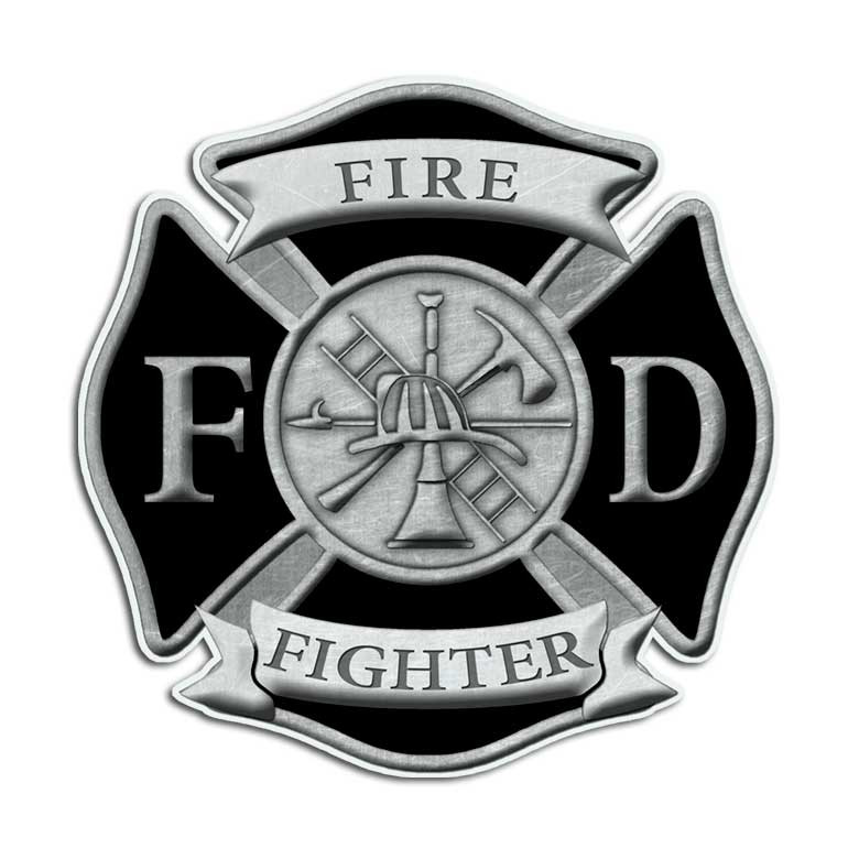 Black Firefighter Cross Sticker