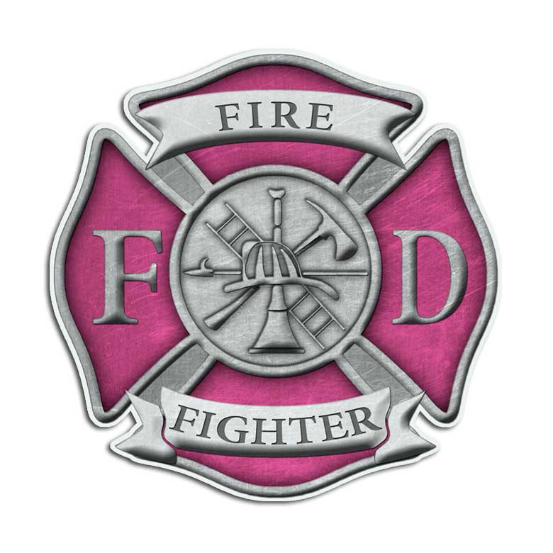 Pink Firefighter Cross Sticker