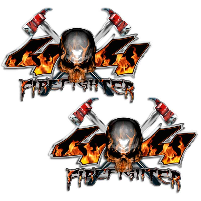4x4 Firefighter Skull Axe Decal Set