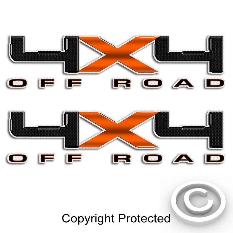 Carbon Fiber Orange 4x4 Ford Decal Set