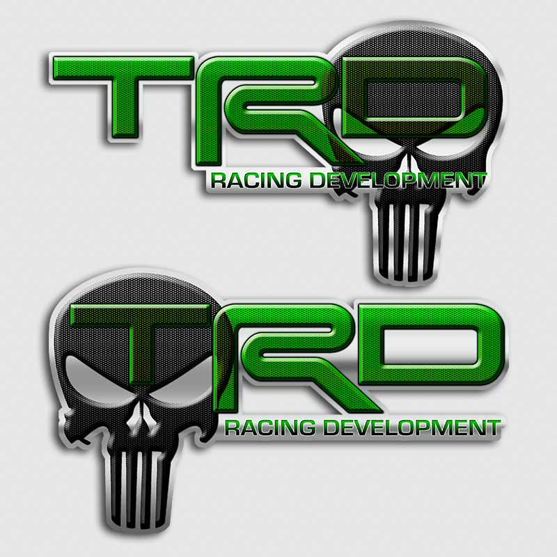 Green TRD Punisher Skull Toyota Decals